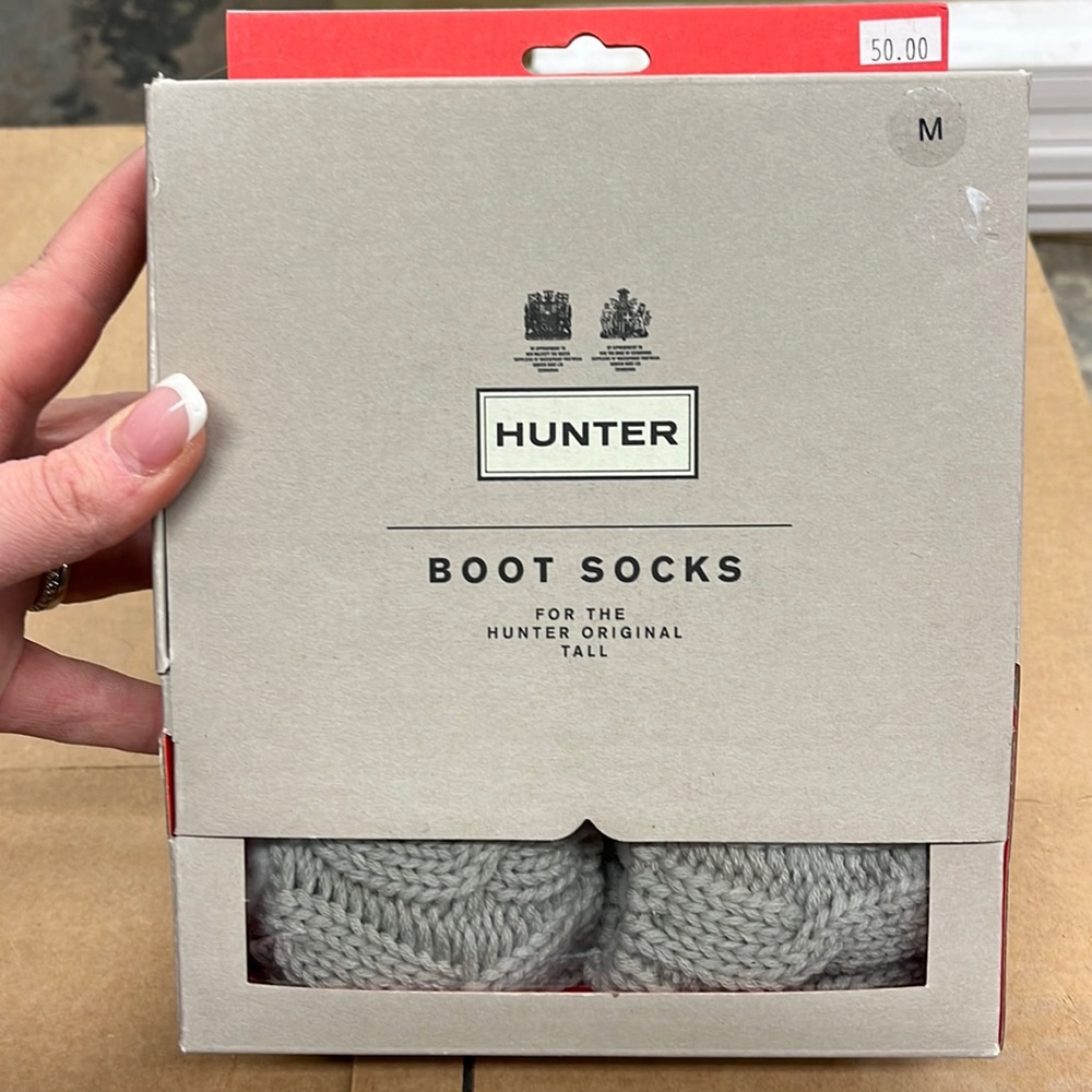 Hunter boot socks size medium gray NWT Never worn